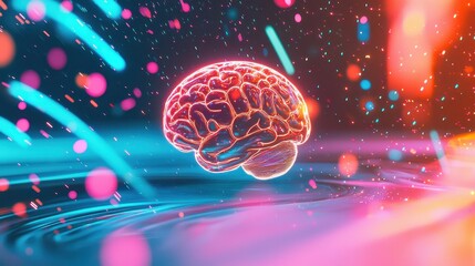 Poster - Futuristic Dynamic Hologram of Spinning Brain
