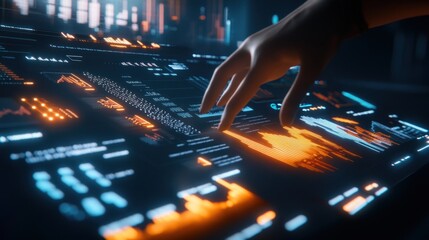 Poster - Hand Interacting with a Futuristic Interface