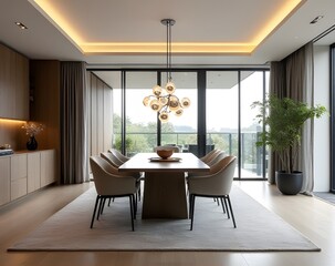 Aufkleber - Dining room features modern design elements with clean lines and minimal ornamentation.