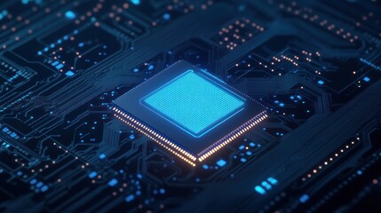 Poster - Close-up of a CPU Processor on a Motherboard
