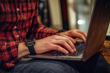 Poster - a person typing away on their laptop in a close-up shot