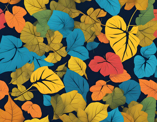 colorful Golden kudzu and leaves with cool isolated pop art style background