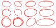 © Emre Akkoyun - Set of hand drawn red circle highlighter, design element, grunge round shape