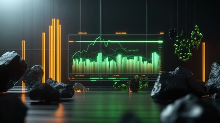 Poster - Abstract Futuristic Stock Market Visualization