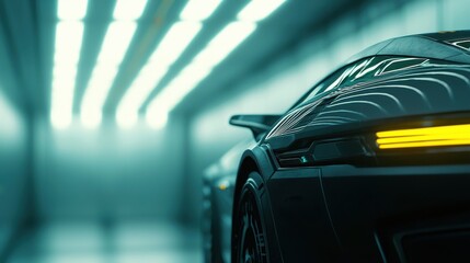 Poster - Advanced Robotic Arm Assembling Car in Futuristic Setting