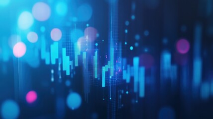 Poster - Abstract Financial Chart with Blue and Pink Lights