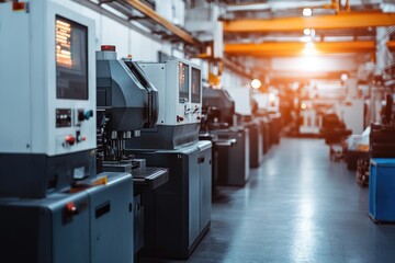 Poster - Industrial setting with various machines and equipment