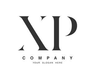 XP logo design. Initial letter x and p serif font style. Creative classic company name typography. Trendy logotype or identity.