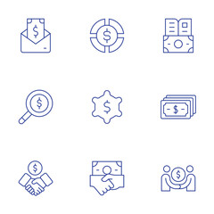 Poster - business icons set. thin line style, editable stroke. education, dollar, deal, cash, pension, object