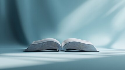 Poster - Sleek 3D illustration for World Book Day featuring an open book with soft shadows and a minimalist background leaving space for text evoking a sense of modern creativity and elegance