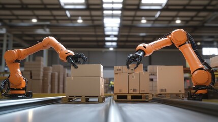 Poster - Industrial Automation - Robotic Arms in a Warehouse
