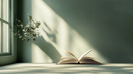 Poster - Sleek 3D illustration for World Book Day featuring an open book with soft shadows and a minimalist background leaving space for text evoking a sense of modern creativity and elegance