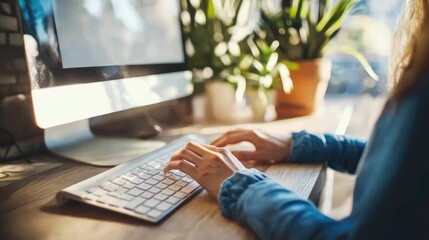 Poster - Woman Working on Computer