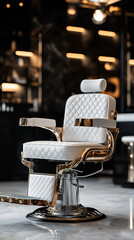 Canvas Print - Luxury Barber Shop with Sleek, High-End Design and Monochrome Palette