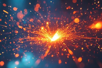 Wall Mural - A close-up shot of a firework exploding in the darkness, ideal for use in shots where a bright burst of color is needed