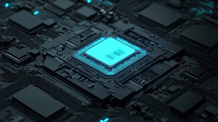 Poster - Blue Glowing Processor