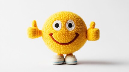 Poster - Cheerful Yellow Smiley Face Giving Thumbs up in Playful Gesture Generative AI