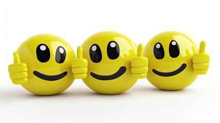 Poster - Three Cheerful Yellow Smiley Faces Giving Thumbs up for Positivity Generative AI