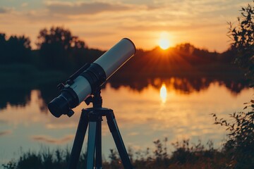 Stunning Sunset View Through a Telescope at Dusk