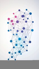 Poster - Abstract Network Structure with Interconnected Nodes. Visualization of Connections, Data, Technology