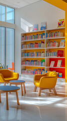 Canvas Print - Colorful and Inviting Children's Section in a Public Library 