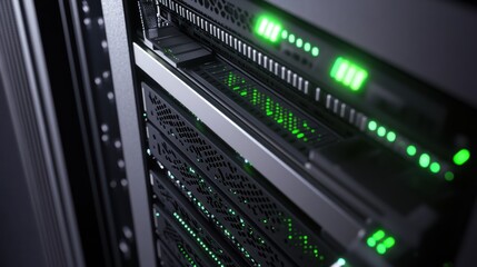 Poster - Server Rack with Green Lights