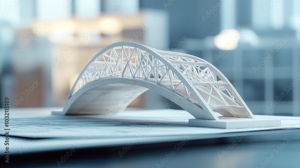 Architectural design of a 3D model bridge project, showcasing detailed ...