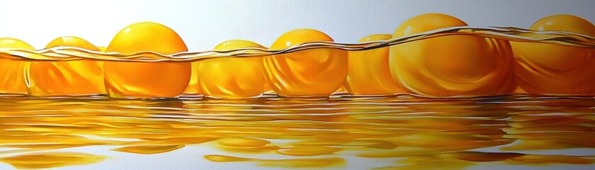 Poster - Vibrant Yellow Orbs in Watercolor Art