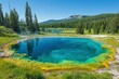 © Outkast - Blue-Green Pool with Yellow Algae in a Mountain Forest