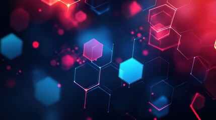 Poster - Abstract  Hexagon Pattern  in Red and Blue