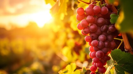 Capturing the Gorgeous Glow: Organic Flame Seedless Grapes at Sunset's Golden Hour