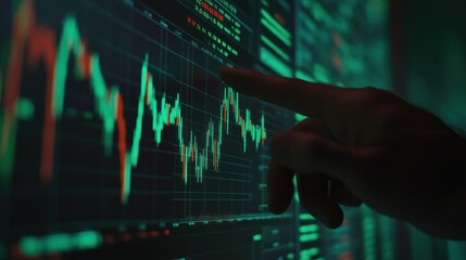 Poster - Hand Pointing at Stock Market Chart