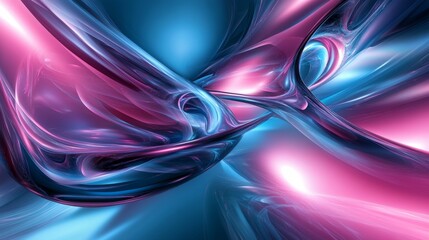 Poster - Abstract blue and pink swirls are blending together, creating a sense of movement and energy. This vibrant design would be perfect for a technology or science-themed project