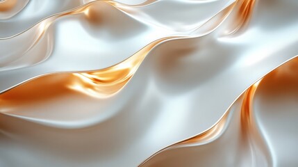 Sticker - Abstract background of silver and gold liquid metal flowing in smooth waves. The metallic surface is reflective and creates highlights and shadows