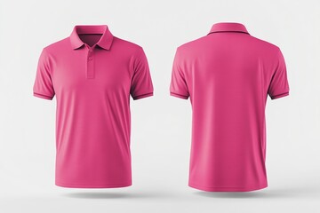 A bright pink polo shirt with a short sleeve on a clean white background, ready for use in fashion and lifestyle compositions