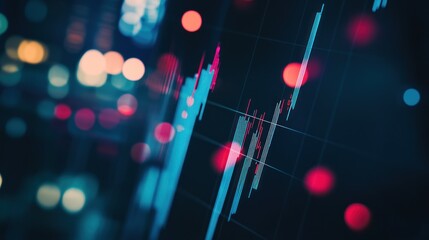 Poster - Financial Chart & Bokeh Lights