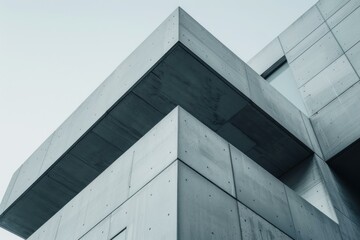 Poster - Modern minimalist concrete building facade with geometric shapes and patterns
