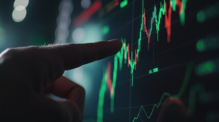 Poster - Hand Pointing at a Stock Market Chart