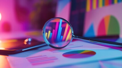 Poster - Magnifying Glass on Charts