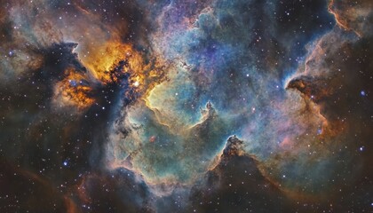 Wall Mural - Colorful nebula with vibrant stars and cosmic clouds in the vast universe backdrop