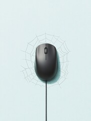 Aufkleber - Minimalist Creative Halloween Tech Art Computer Mouse as Spider on Web