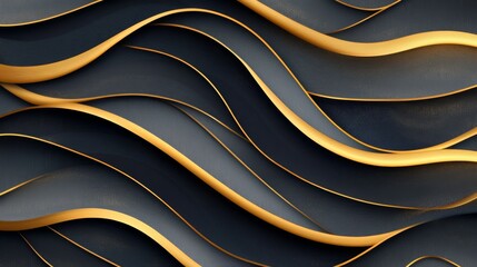 Wall Mural - Elegantly winding golden lines on a dark background, creating a luxurious design perfect for elegant projects. Ideal for wallpapers, banners, and invitations