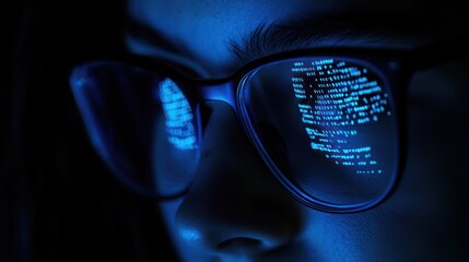 Poster - Close-Up of Glasses with Code Reflected