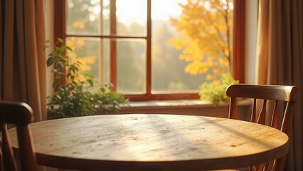 Beautiful autumn window with copy space and light