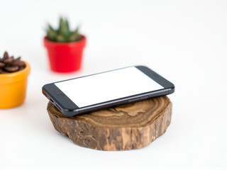 mockup of smartphone with transparent screen