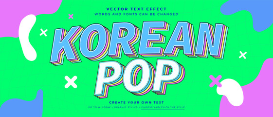 Fototapete - Vibrant Korean music pop text effect on abstract green background, vector graphic style
