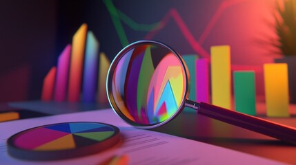 Poster - Magnifying Glass on Charts and Data