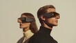 © Fxquadro - Elegant duo models large futuristic sunglasses style