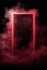 Poster - A dramatic red frame surrounded by swirling fog, creating a mysterious and atmospheric scene perfect for conceptual or artistic projects.