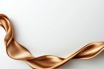 Poster - Elegant golden ribbon gracefully flowing across a clean background, perfect for festive themes, crafts, or artistic presentations.